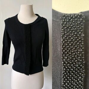 Banana Republic 3/4 Sleeve Black Beaded Cardigan Size XS